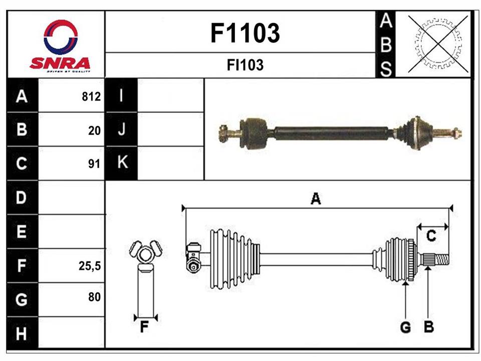 SNRA F1103 Drive shaft F1103