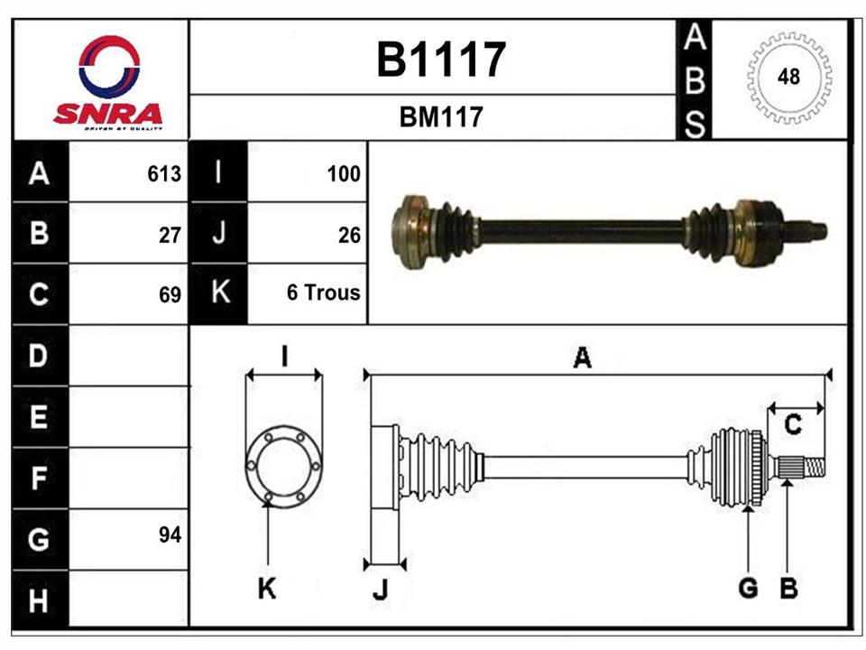 SNRA B1117 Drive shaft B1117