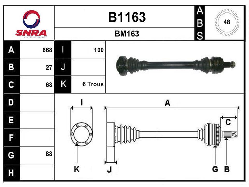 SNRA B1163 Drive shaft B1163