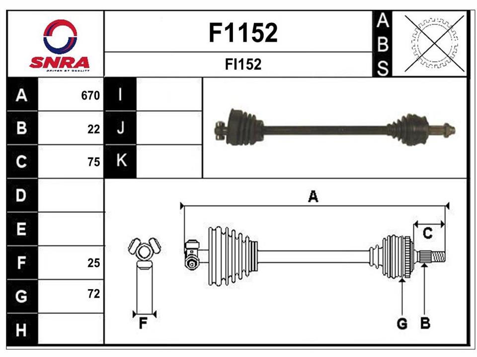 SNRA F1152 Drive shaft F1152