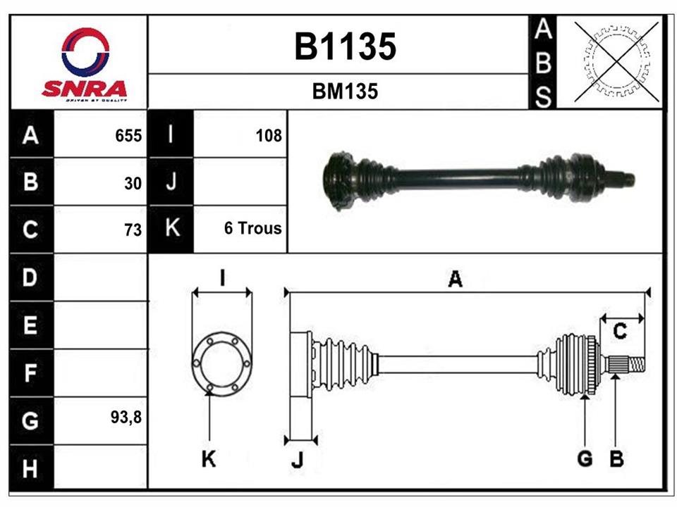 SNRA B1135 Drive shaft B1135