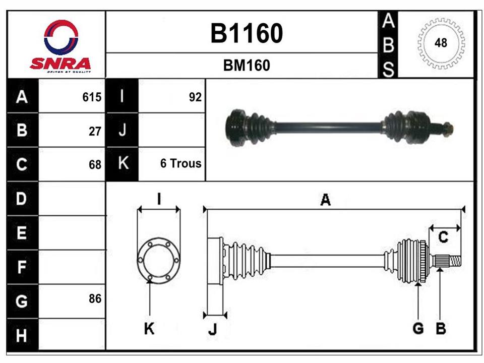 SNRA B1160 Drive shaft B1160