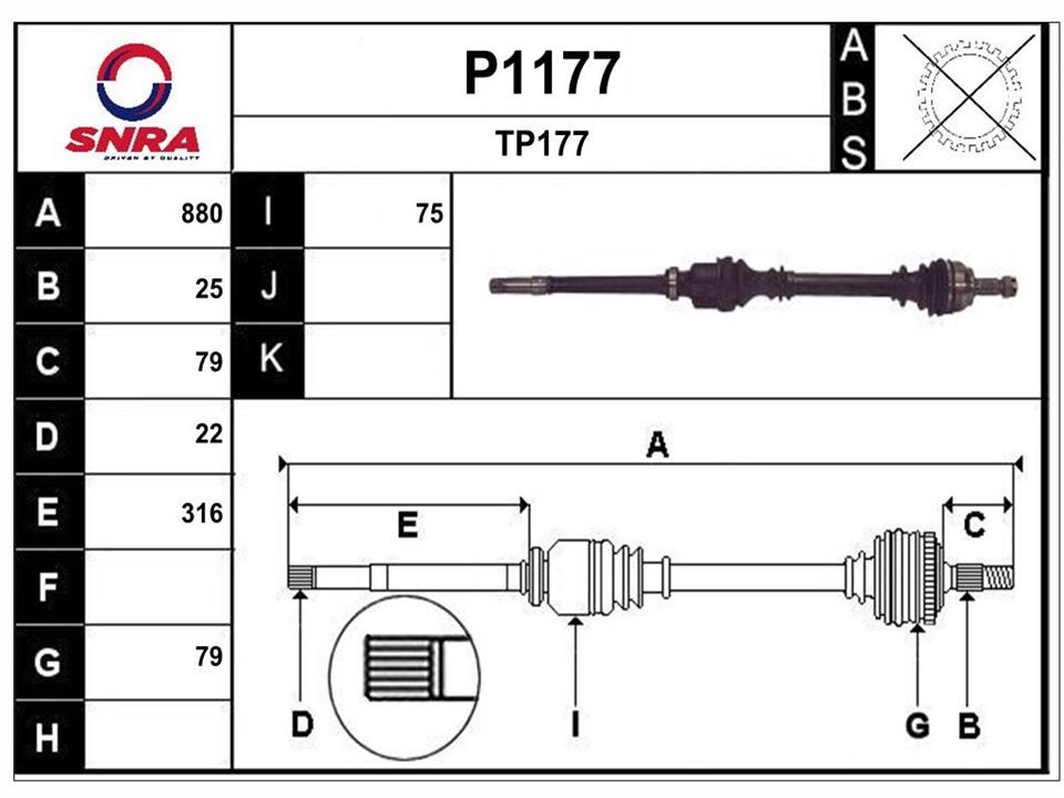 SNRA P1177 Drive shaft P1177