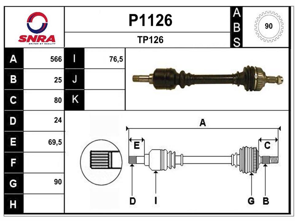 SNRA P1126 Drive shaft P1126