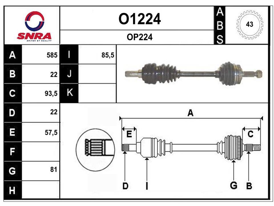 SNRA O1224 Drive shaft O1224
