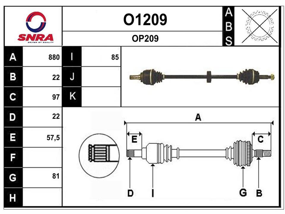 SNRA O1209 Drive shaft O1209