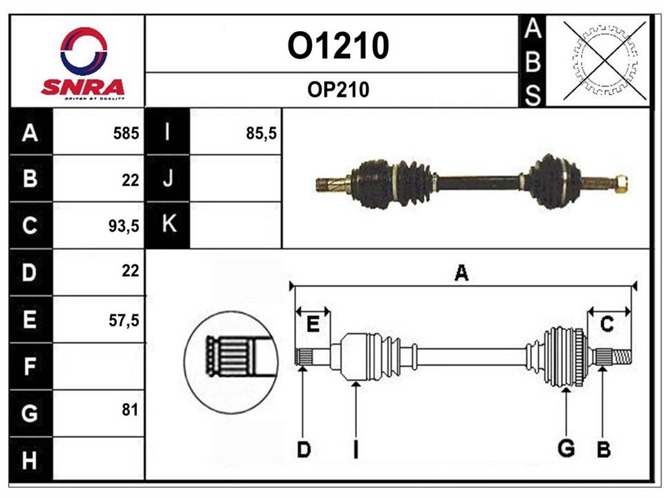 SNRA O1210 Drive shaft O1210
