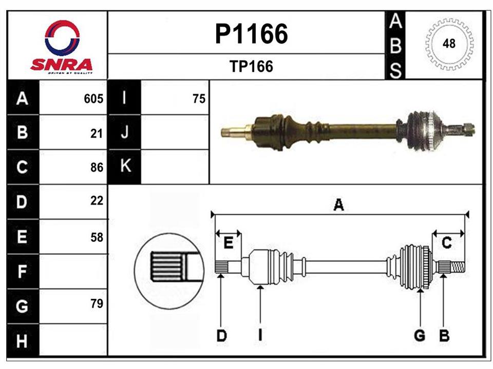 SNRA P1166 Drive shaft P1166