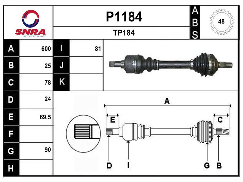 SNRA P1184 Drive shaft P1184