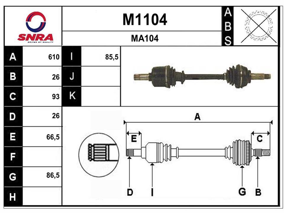 SNRA M1104 Drive shaft M1104