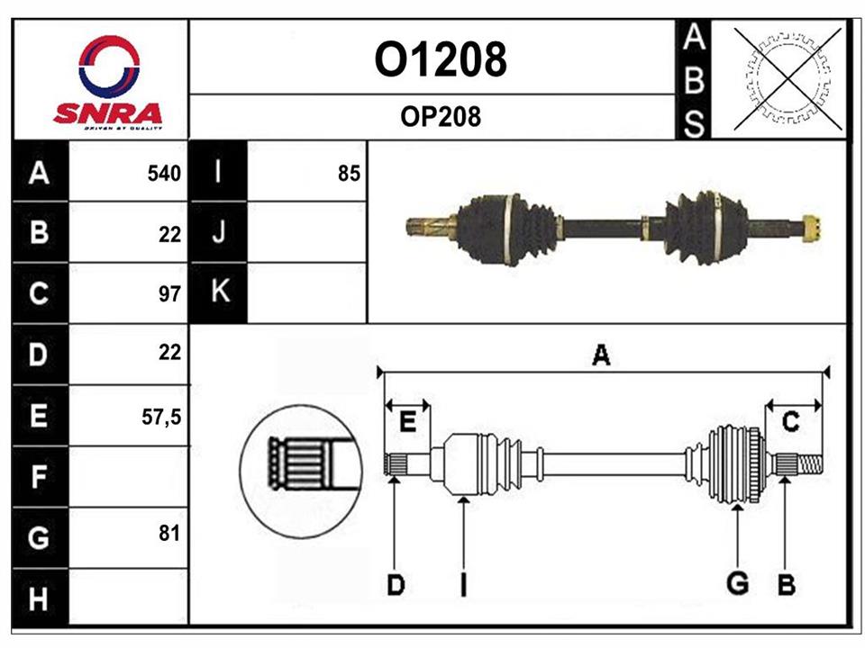 SNRA O1208 Drive shaft O1208