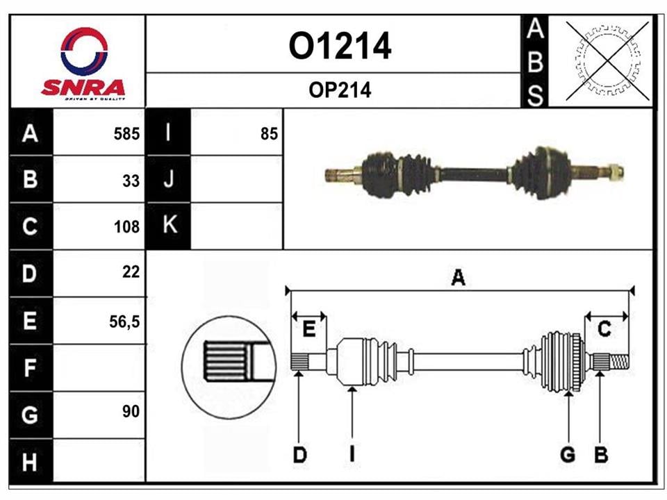 SNRA O1214 Drive shaft O1214
