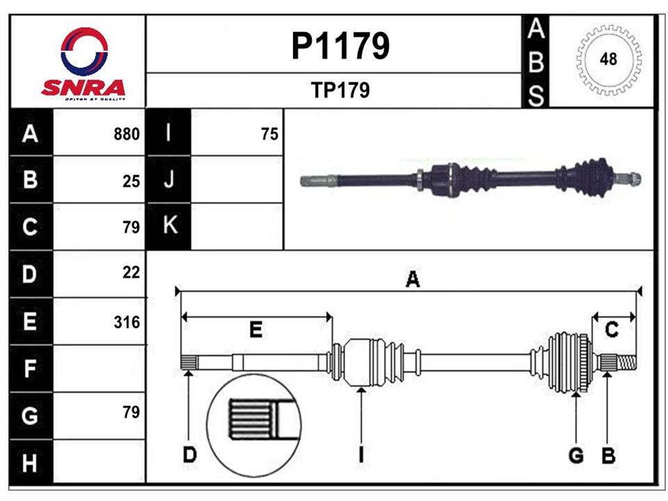 SNRA P1179 Drive shaft P1179