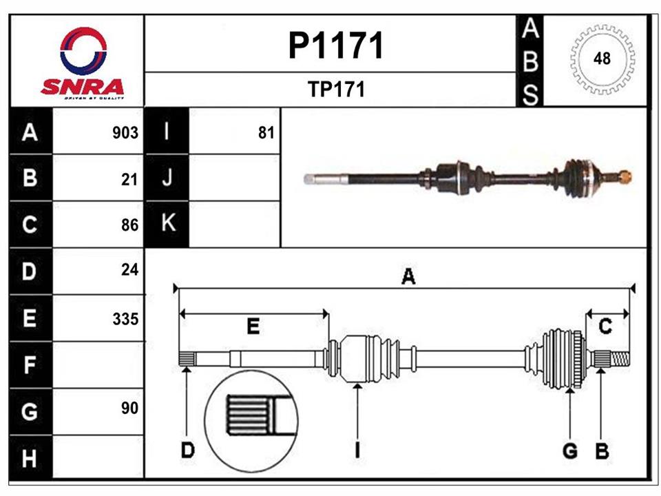 SNRA P1171 Drive shaft P1171