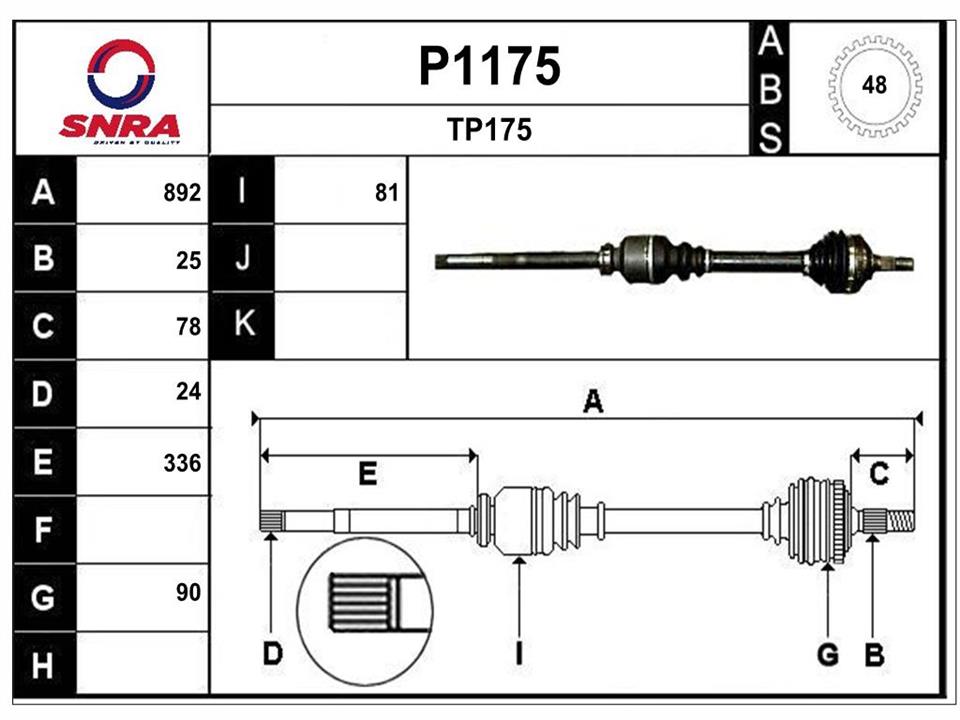 SNRA P1175 Drive shaft P1175