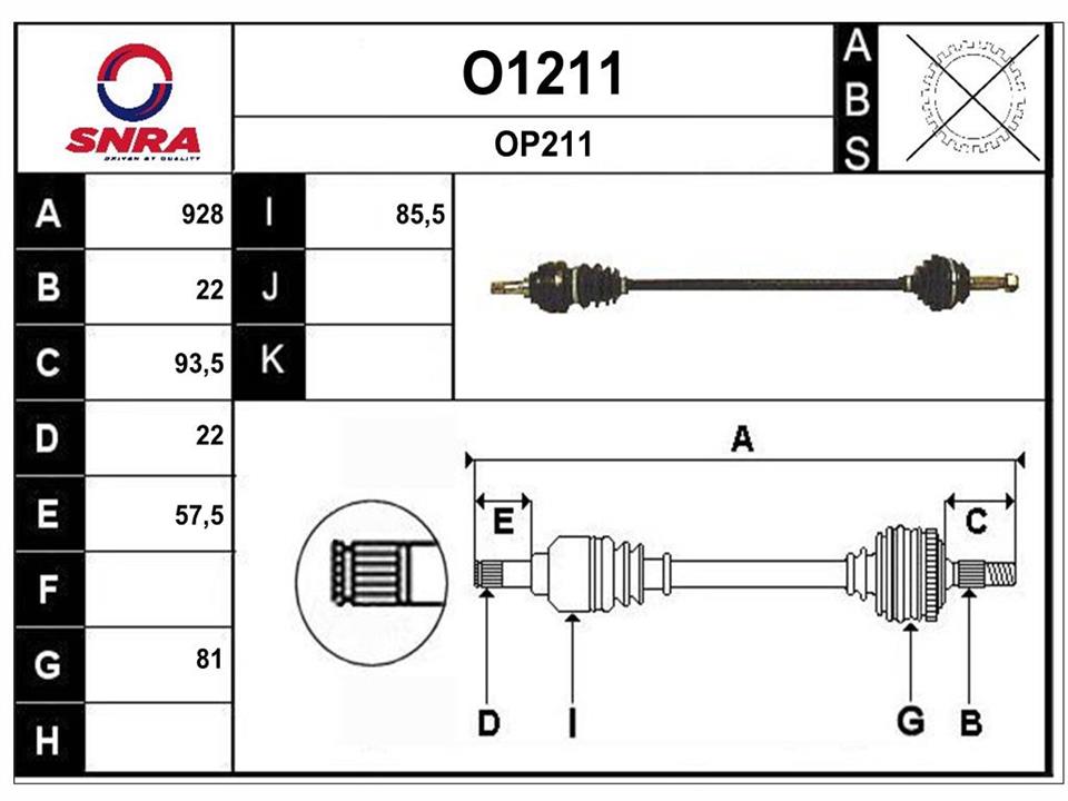 SNRA O1211 Drive shaft O1211