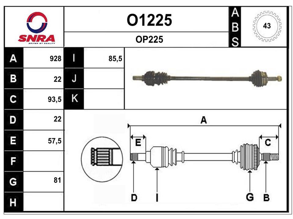 SNRA O1225 Drive shaft O1225