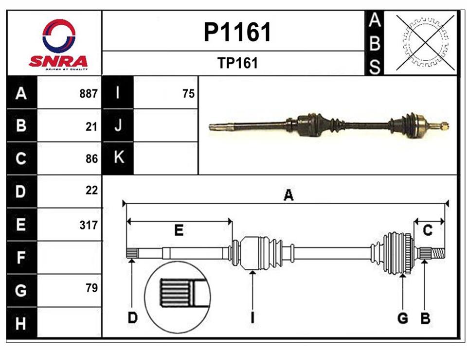 SNRA P1161 Drive shaft P1161