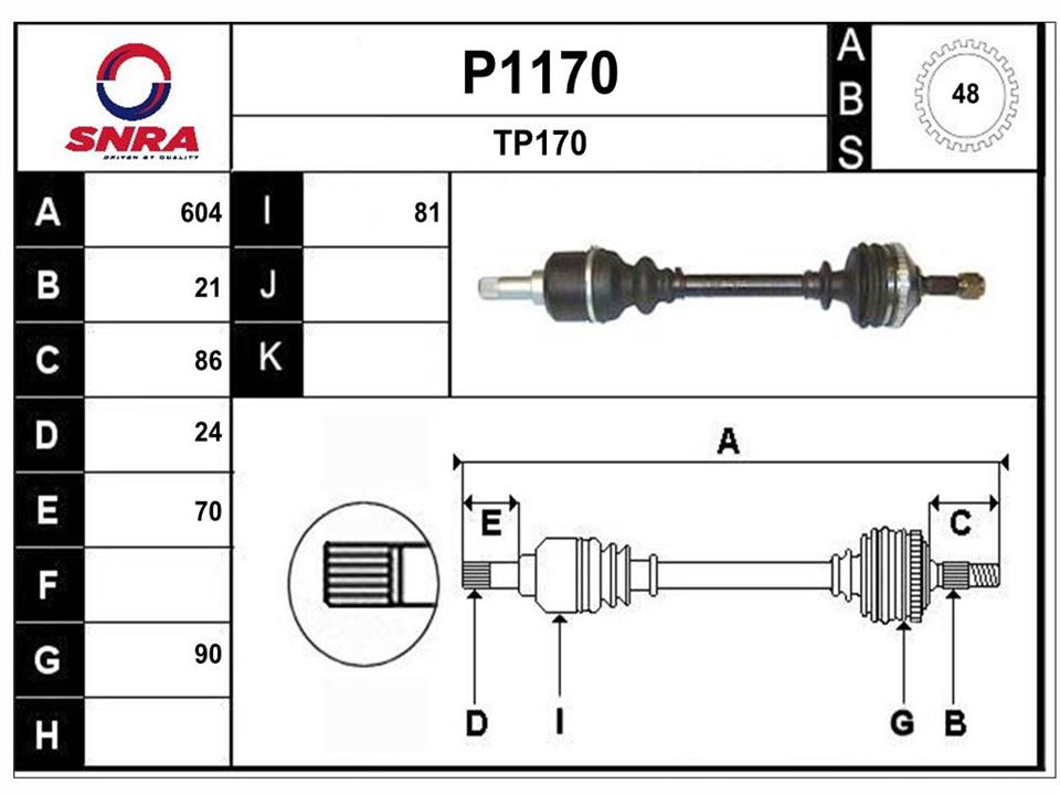 SNRA P1170 Drive shaft P1170