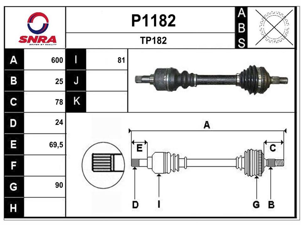 SNRA P1182 Drive shaft P1182