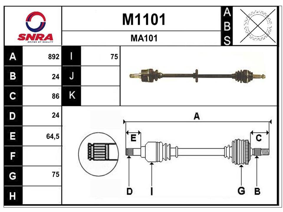 SNRA M1101 Drive shaft M1101