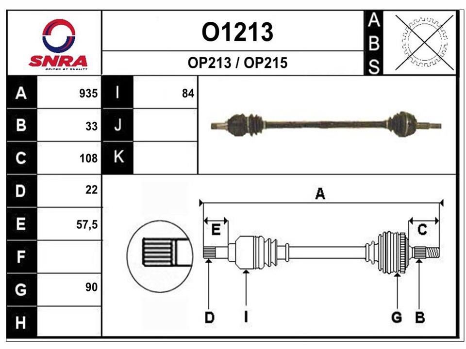 SNRA O1213 Drive shaft O1213