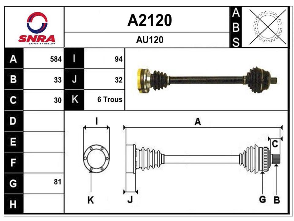 SNRA A2120 Drive shaft A2120
