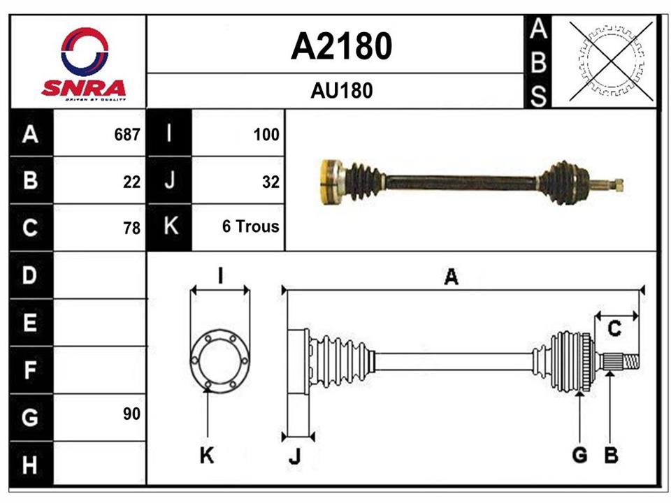 SNRA A2180 Drive shaft A2180