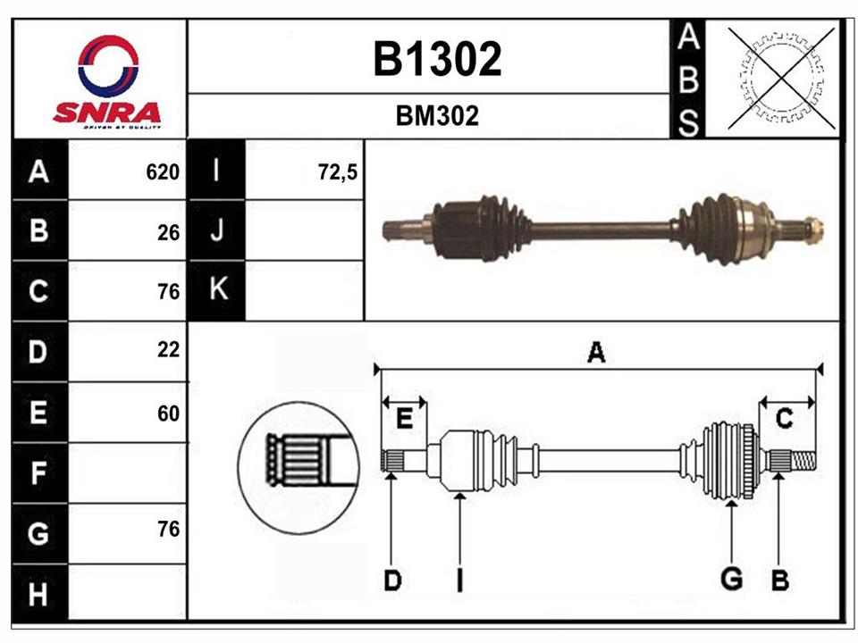 SNRA B1302 Drive shaft B1302