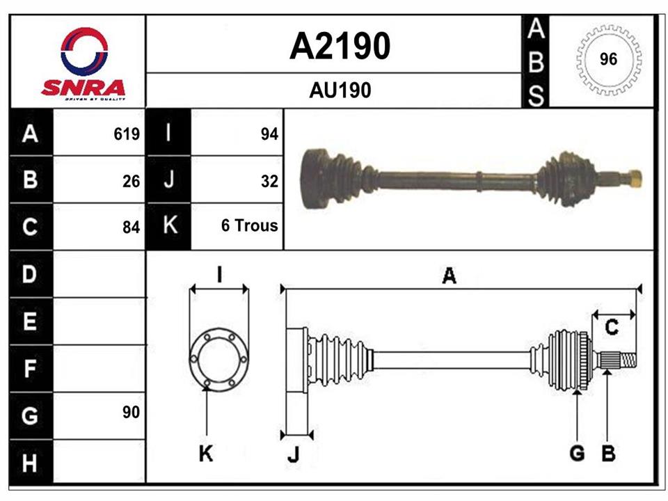 SNRA A2190 Drive shaft A2190