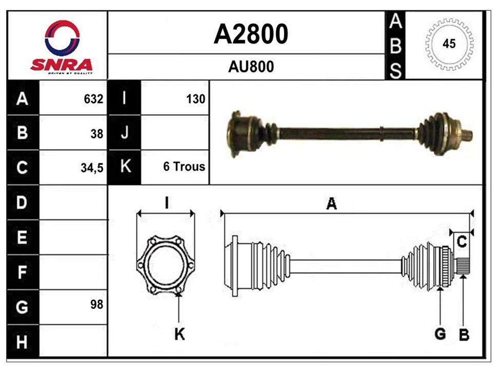 SNRA A2800 Drive shaft A2800