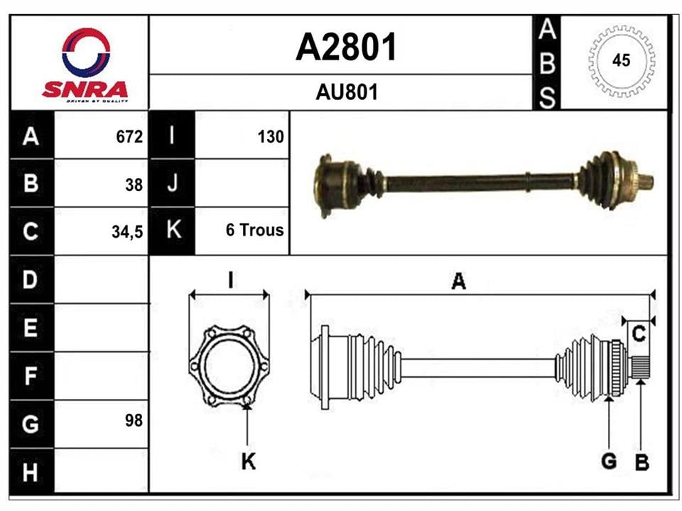 SNRA A2801 Drive shaft A2801