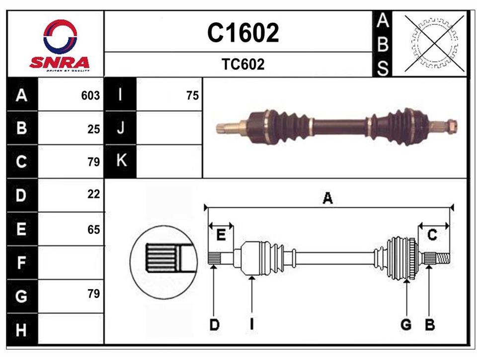 SNRA C1602 Drive shaft C1602