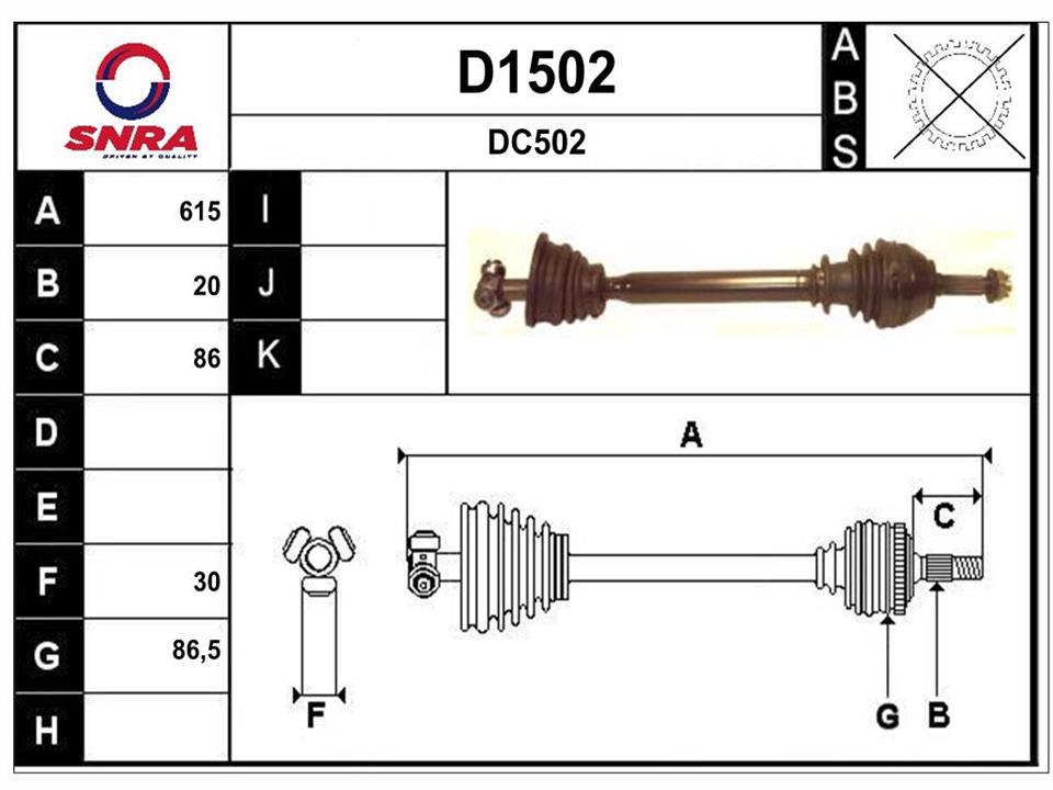 SNRA D1502 Drive shaft D1502