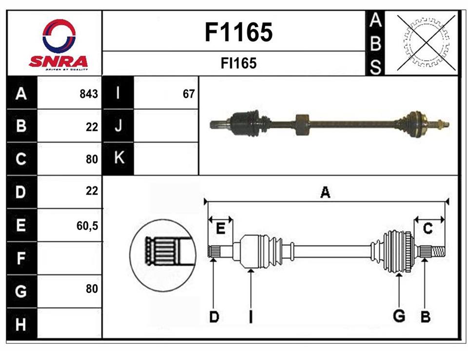 SNRA F1165 Drive shaft F1165