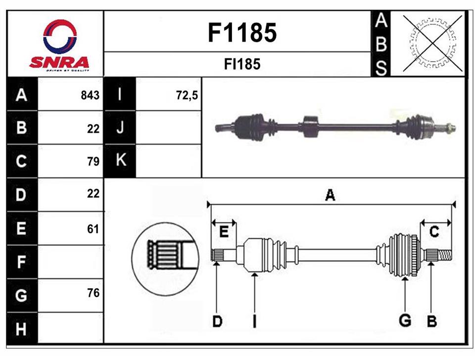SNRA F1185 Drive shaft F1185