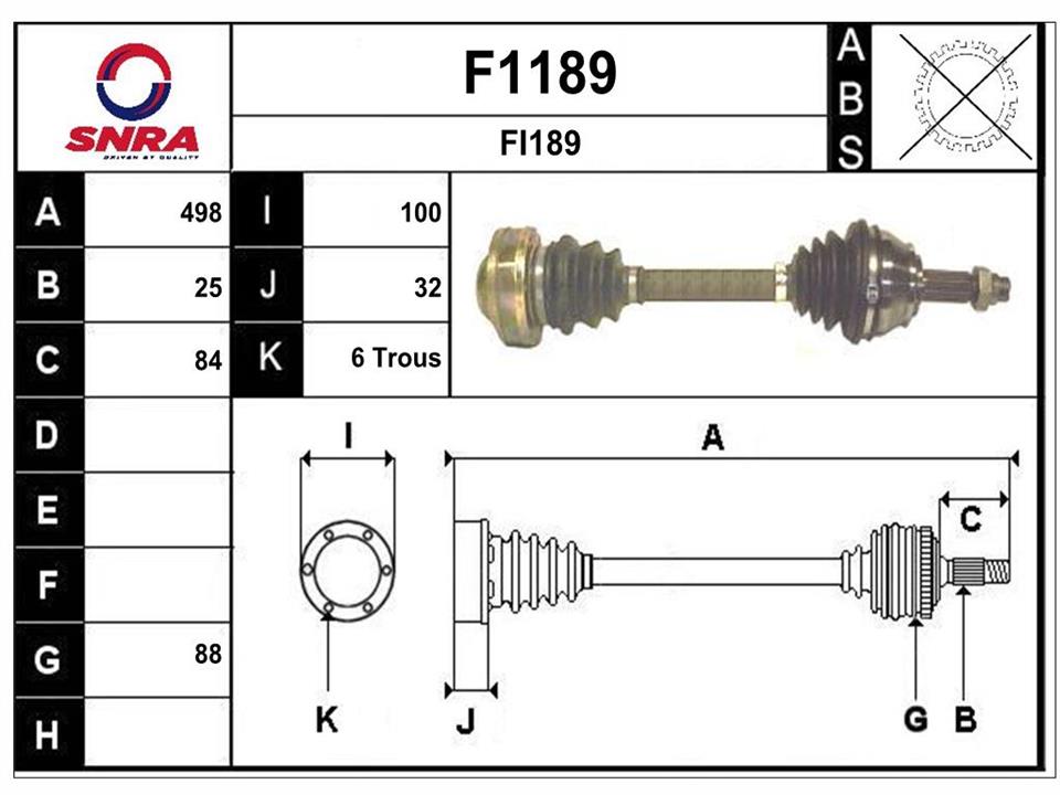 SNRA F1189 Drive shaft F1189