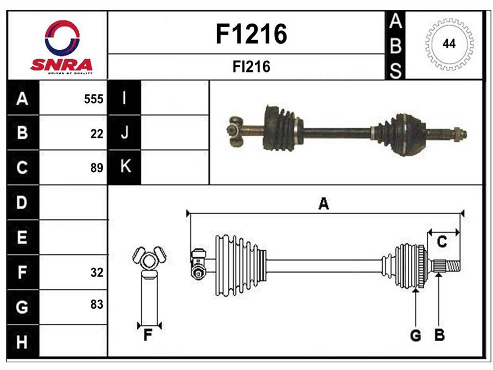 SNRA F1216 Drive shaft F1216