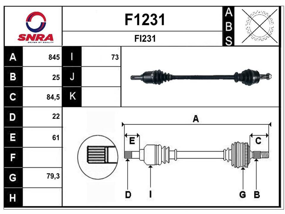 SNRA F1231 Drive shaft F1231