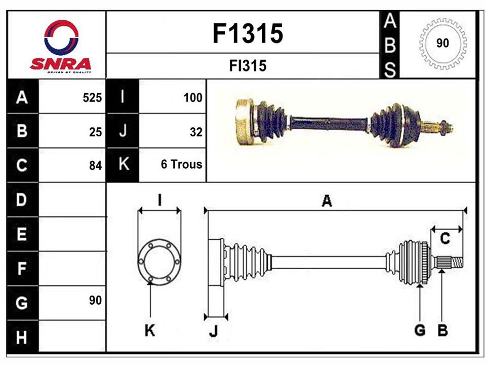 SNRA F1315 Drive shaft F1315