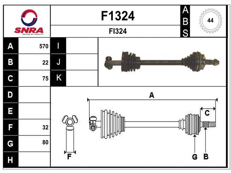 SNRA F1324 Drive shaft F1324