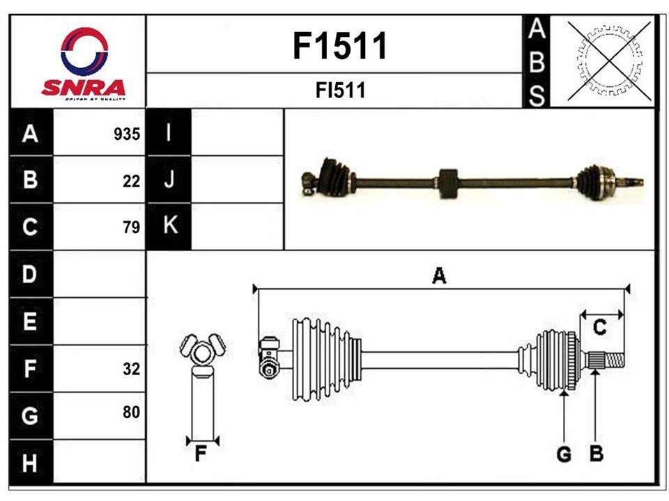 SNRA F1511 Drive shaft F1511