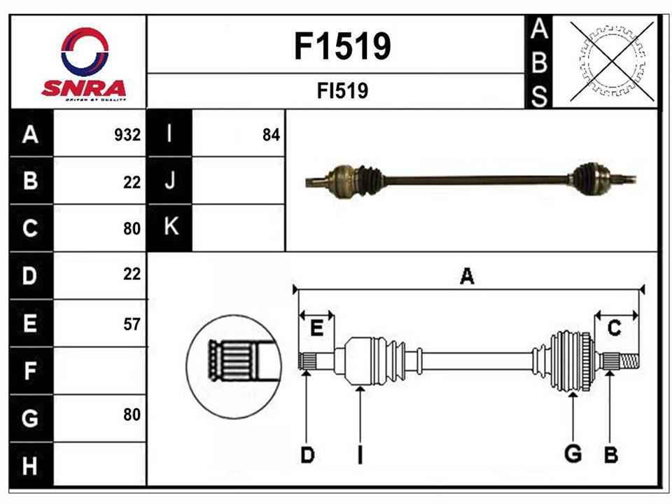 SNRA F1519 Drive shaft F1519