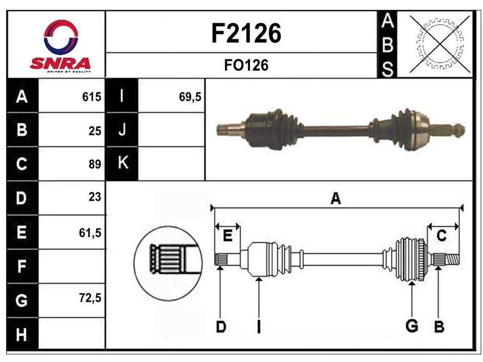 SNRA F2126 Drive shaft F2126
