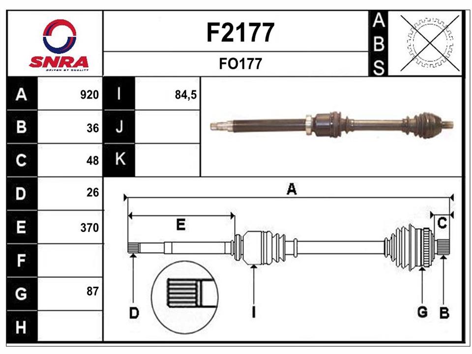 SNRA F2177 Drive shaft F2177