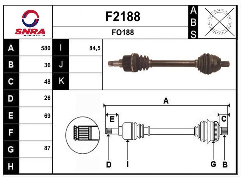 SNRA F2188 Drive shaft F2188