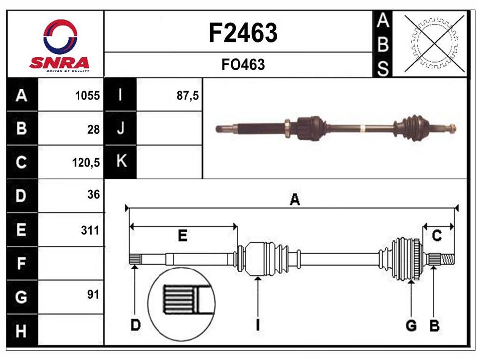 SNRA F2463 Drive shaft F2463