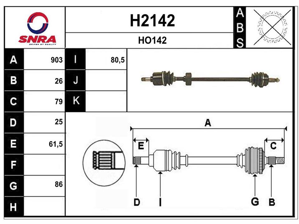 SNRA H2142 Drive shaft H2142