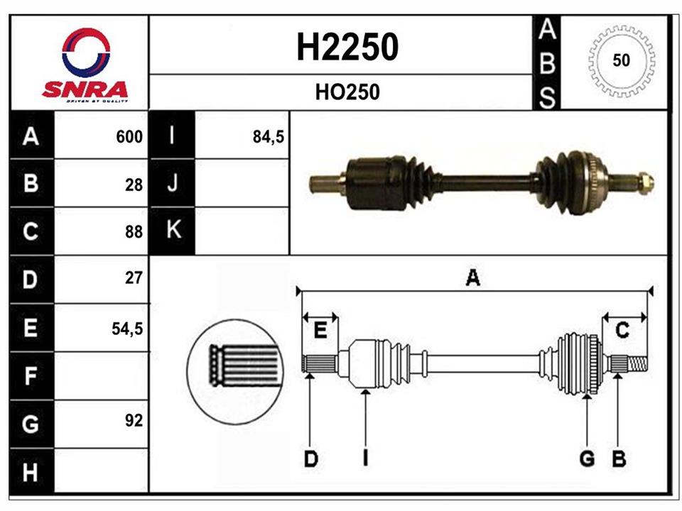 SNRA H2250 Drive shaft H2250