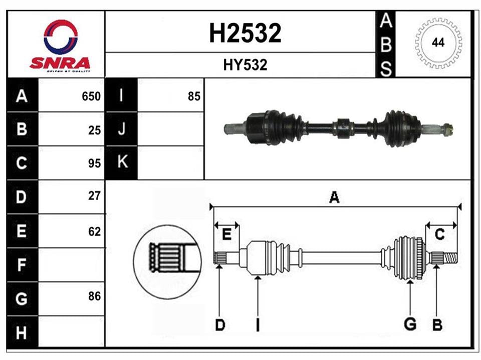 SNRA H2532 Drive shaft H2532